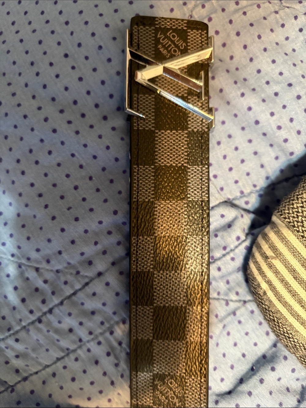 Louis Vuitton Brown Damier Canvas Belt with Silver LV Buckle